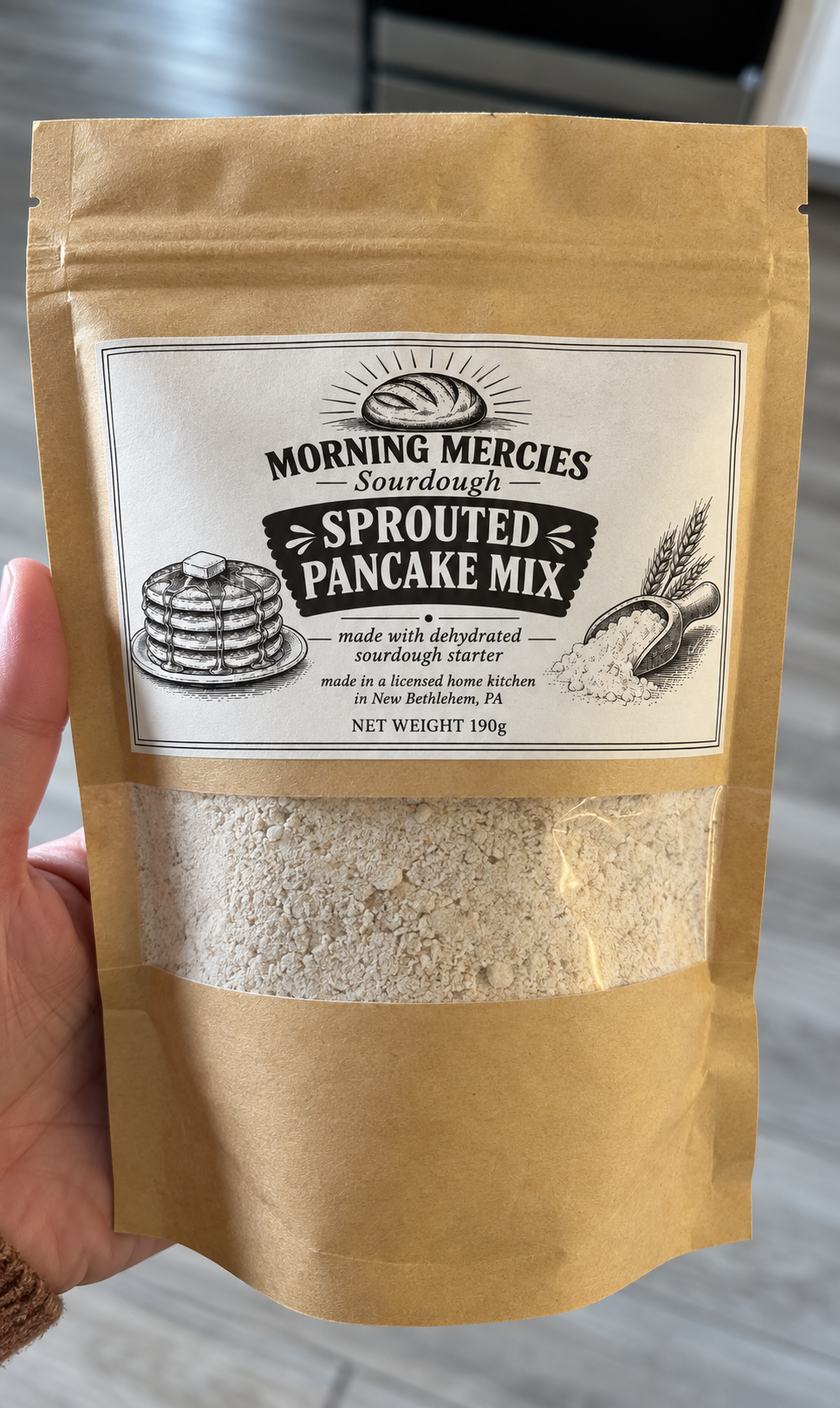Sprouted Flour Pancake Mix (sugar-free and made with dehydrated sourdough starter)