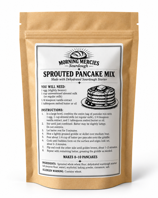 Sprouted Flour Pancake Mix (sugar-free and made with dehydrated sourdough starter)