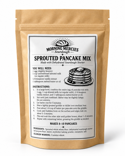 Sprouted Flour Pancake Mix (sugar-free and made with dehydrated sourdough starter)