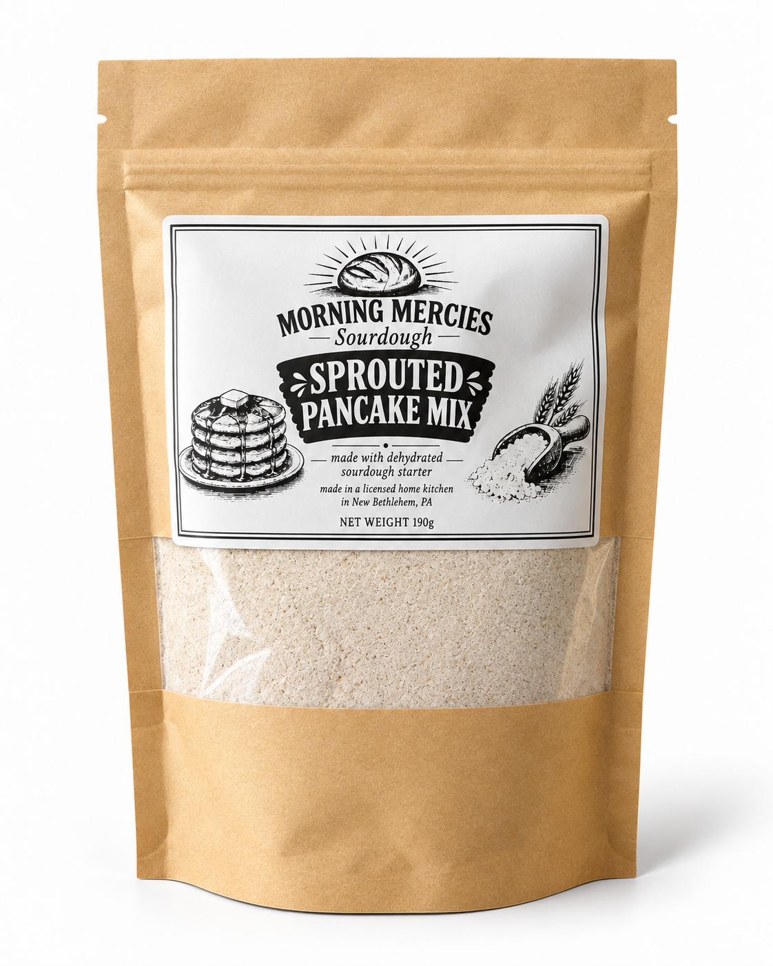Sprouted Flour Pancake Mix (sugar-free and made with dehydrated sourdough starter)